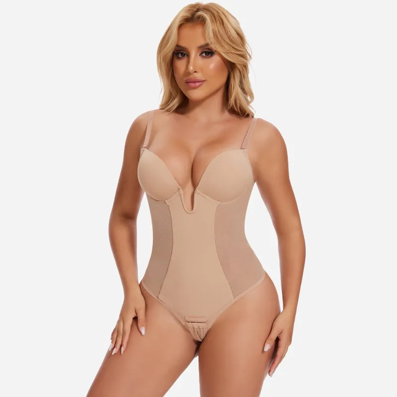 Joyshaper Built in Bra U-Plunge Backless Shapewear Thong Bodysuit sold by Joyshaper
