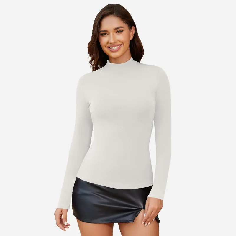Joyshaper Women's Long Sleeve Mock Turtle Neck Tops Stretch Undershirt made by Joyshaper