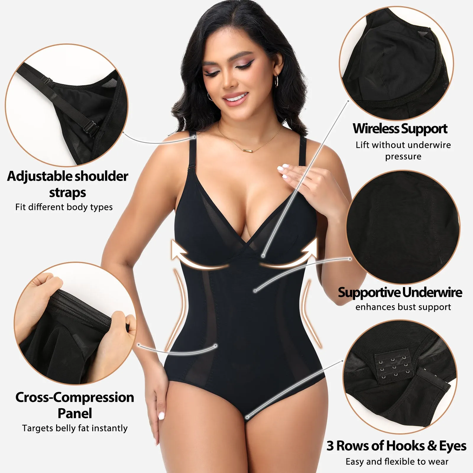 Joyshaper V-Neck Sculpting Shapewear Tummy Control Bodysuit sold by Joyshaper product image thumbnail 2