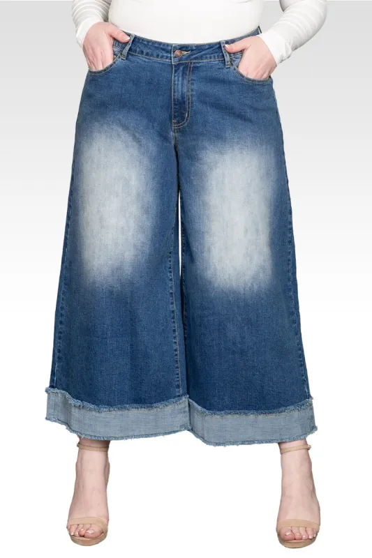 Plus Size Vintage High-Rise Cropped Wide-Leg Jeans sold by Standards and Practices