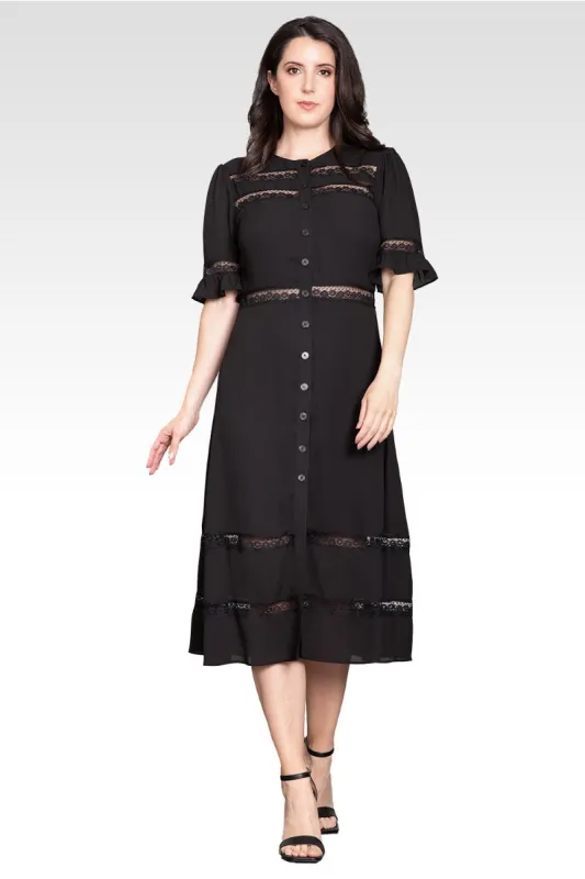 Elara Women's Lace Detailing Trim Dress made by Standards and Practices