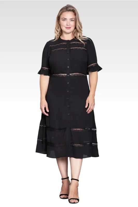 Elara Women's Plus Size Lace Detailing Trim Dress made by Standards and Practices