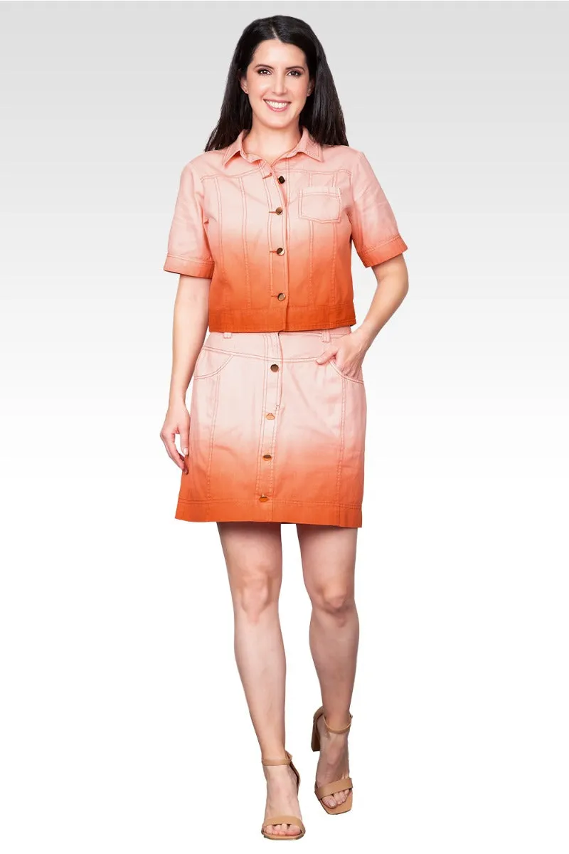Coral Dip-Dye Denim Mini Skirt sold by Standards and Practices product image thumbnail 4