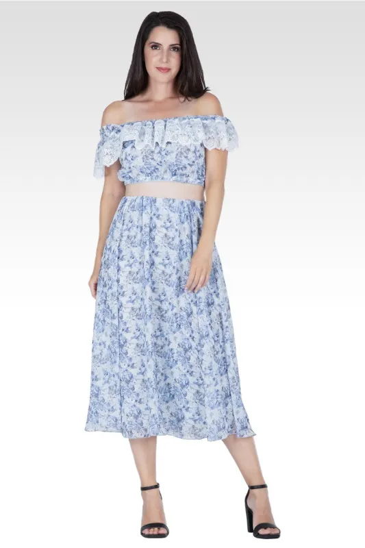 Amina Women's Set Off-Shoulder Top With A-Line Skirt sold by Standards and Practices