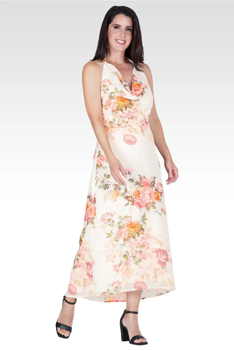 Akari Women's Floral Print Cowl Neck Backless Maxi Dress sold by Standards and Practices product image thumbnail 5