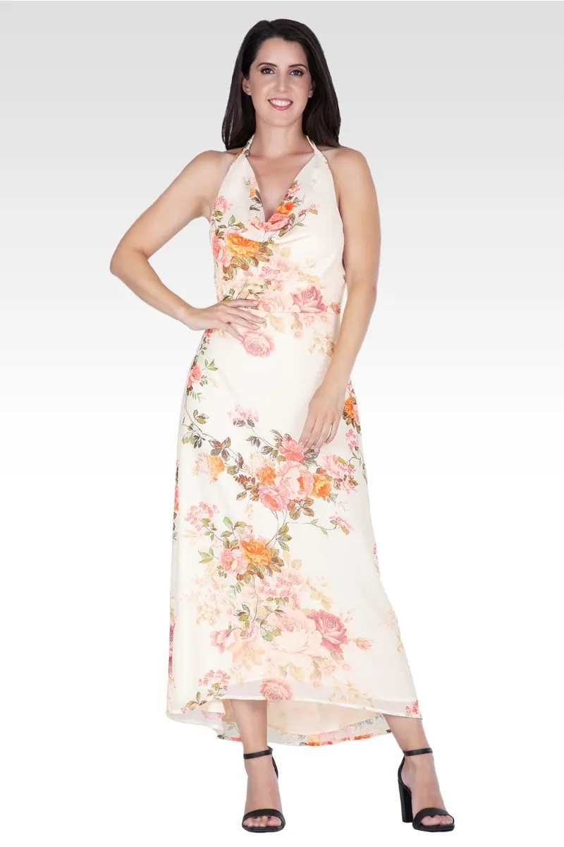 Akari Women's Floral Print Cowl Neck Backless Maxi Dress sold by Standards and Practices product image thumbnail 4