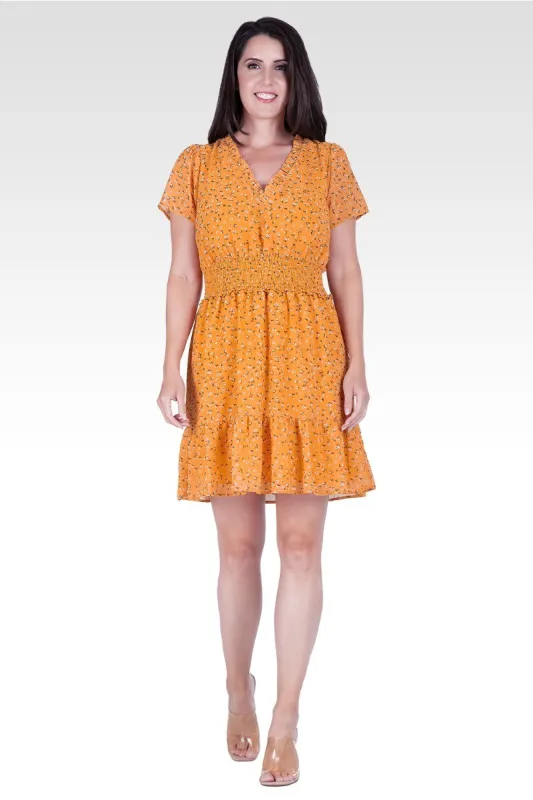 Zaria Women's Floral Print Short Sleeve Mini Dress made by Standards and Practices