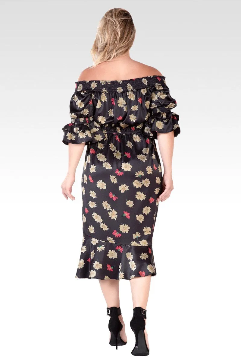 Eudora Women's Plus Size Floral Print High-End Satin Midi Dress sold by Standards and Practices product image thumbnail 2