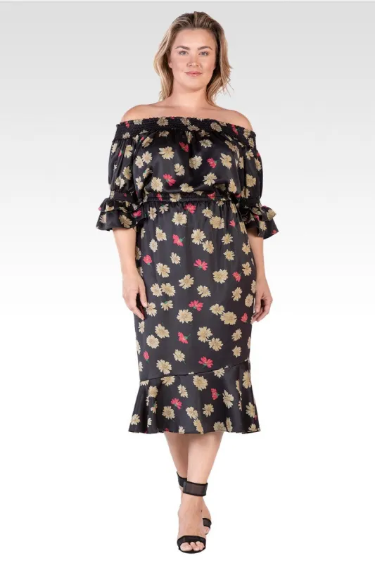 Eudora Women's Plus Size Floral Print High-End Satin Midi Dress sold by Standards and Practices