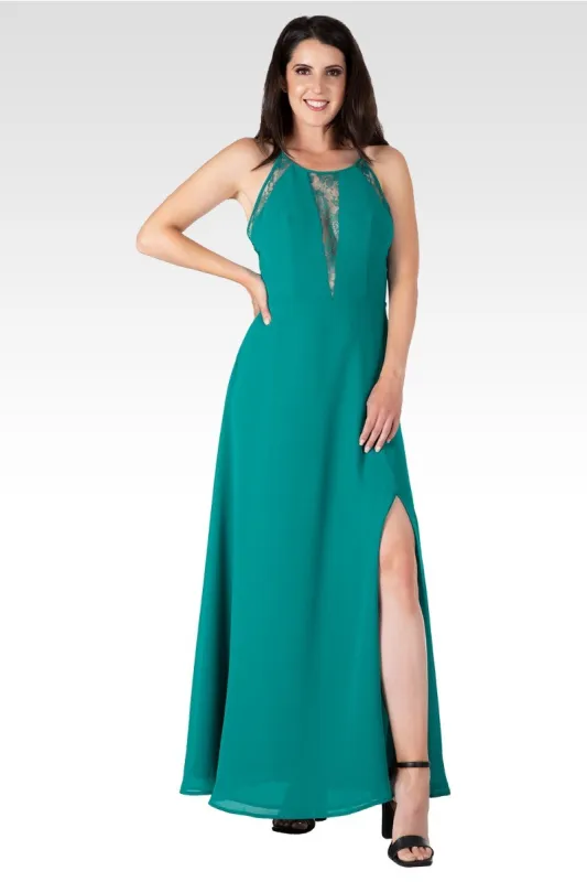 Amara Women's Green Lace Detailed Sleeveless Maxi Dress sold by Standards and Practices