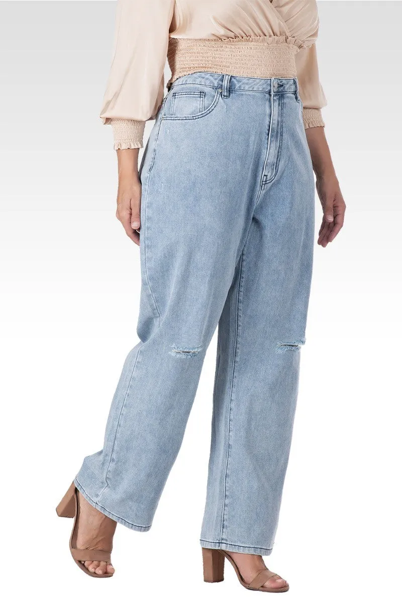 Alora Women's Plus Size Subtle Distressed Boyfriend Jeans sold by Standards and Practices product image thumbnail 3