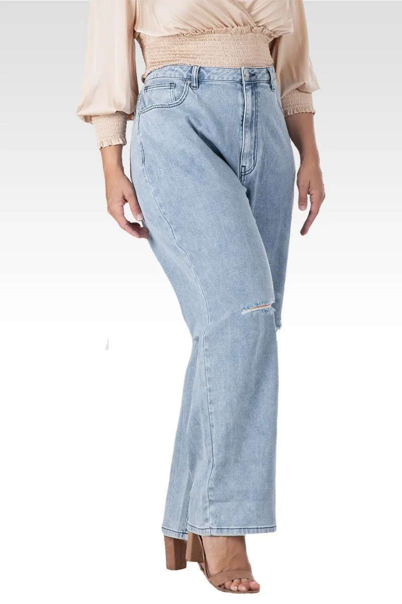 Alora Women's Plus Size Subtle Distressed Boyfriend Jeans sold by Standards and Practices product image thumbnail 4