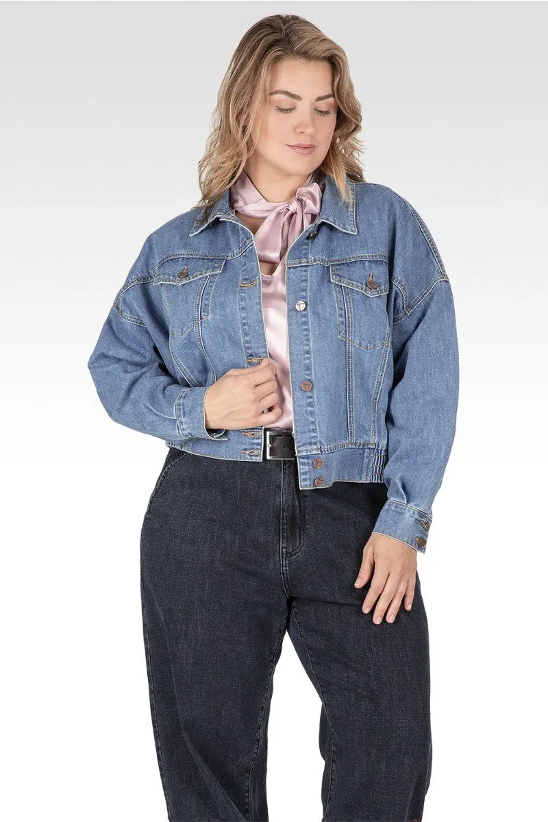 River Women's Cropped Denim Plus Size Jacket sold by Standards and Practices