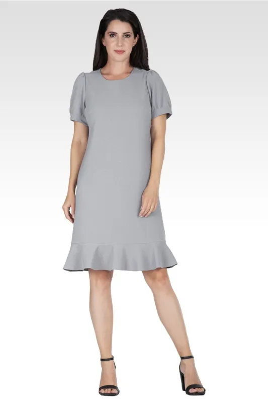 Adeline Women's Puff Sleeves Drop Waist Ruffle Hem Mini Dress made by Standards and Practices