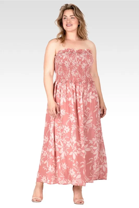 Layla Women's Plus Size Spaghetti Strap Smocked Bodice Maxi Dress sold by Standards and Practices