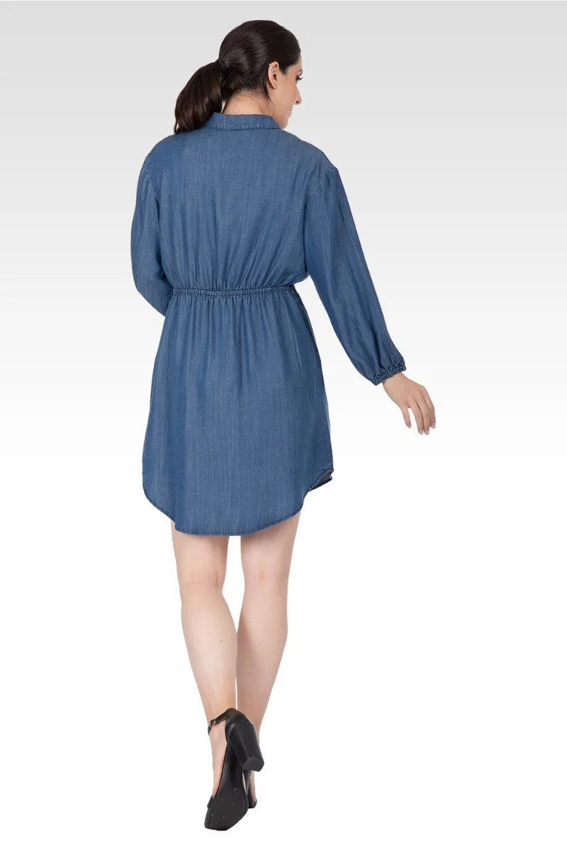 Nora Women's Long Sleeves Buttoned Down Elastic Waist Shirt Dress sold by Standards and Practices product image thumbnail 2