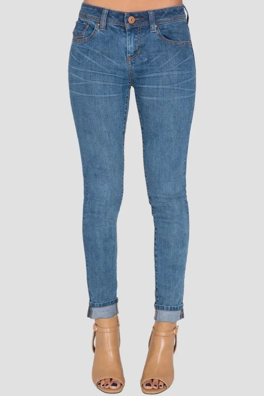 Susan Stretch Denim Skinny Jeans Medium Blue 5 Pocket Wash made by Standards and Practices