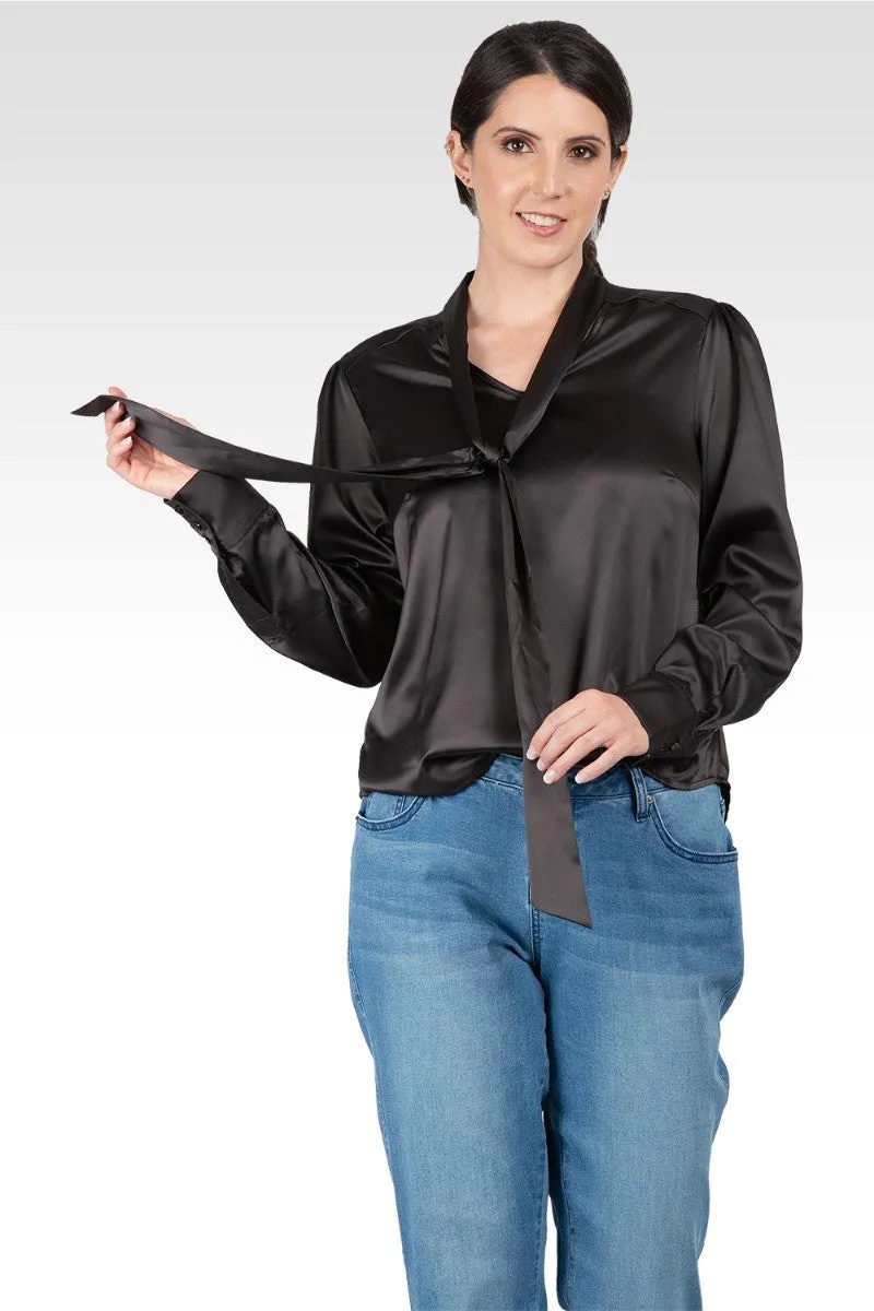 Reily Women's Bow-tie Neck Long Sleeve Blouse sold by Standards and Practices product image thumbnail 4