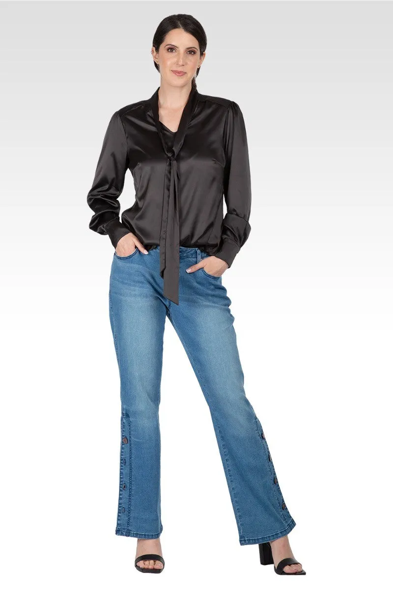 Reily Women's Bow-tie Neck Long Sleeve Blouse sold by Standards and Practices product image thumbnail 3