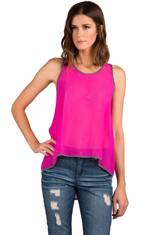 Martel Electric Flamingo Decorative Stitch Back Silk Tanks sold by Standards and Practices