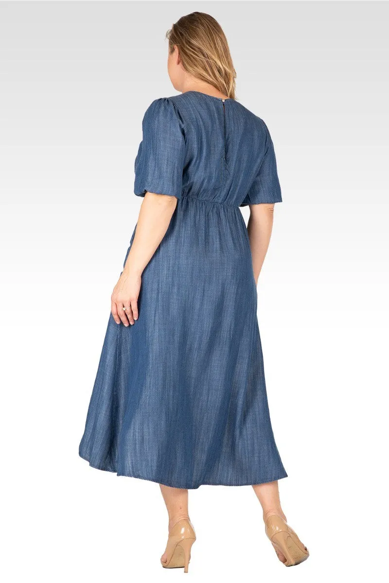 Lilly Women's Plus Size Puff Sleeves High Low Tencel Dress sold by Standards and Practices product image thumbnail 2