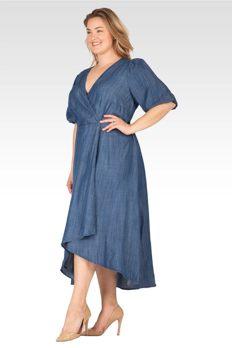 Lilly Women's Plus Size Puff Sleeves High Low Tencel Dress sold by Standards and Practices product image thumbnail 4