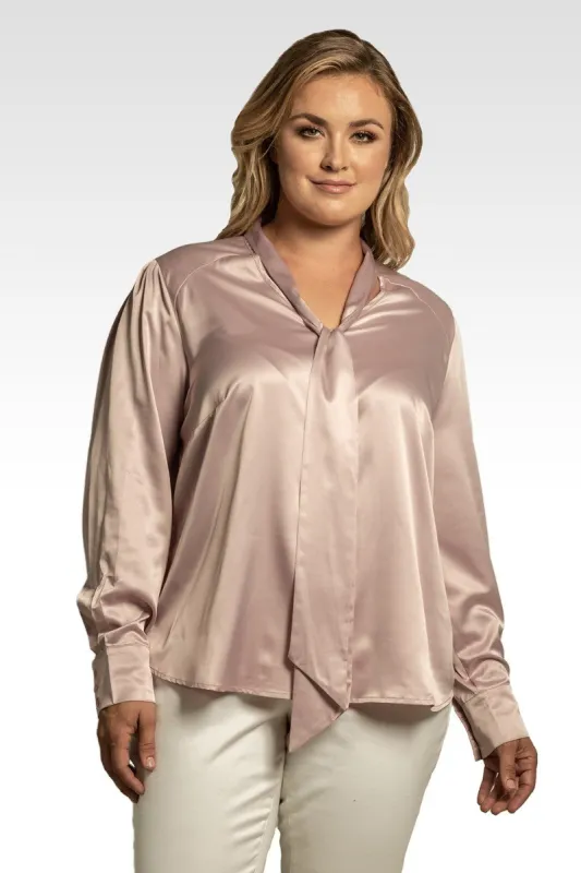 Reily Women's Plus Size Bow-tie Neck Long Sleeve Blouse made by Standards and Practices