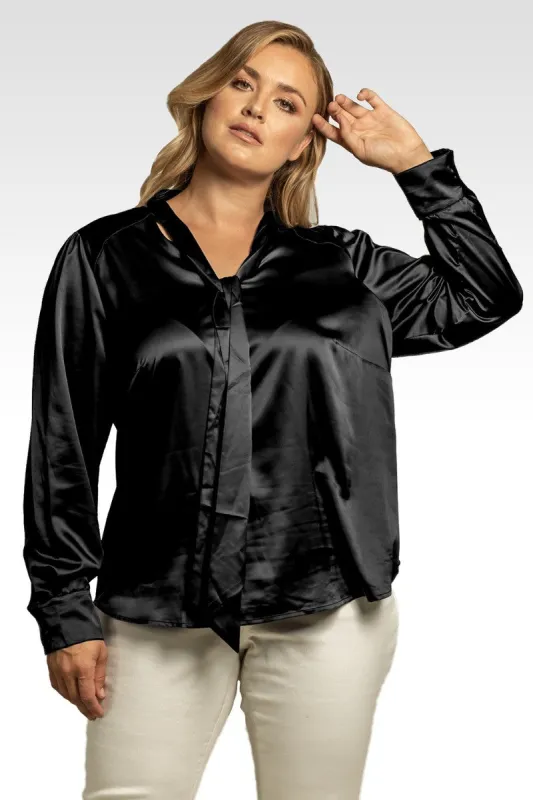 Reily Women's Plus Size Bow-tie Neck Long Sleeve Blouse sold by Standards and Practices