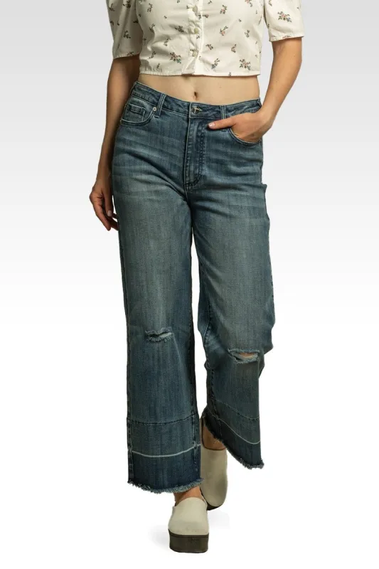 Mary High-Rise Cropped Wide Leg Jeans Released Hem made by Standards and Practices