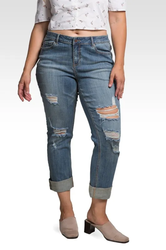 Leah Women's Plus Size Slightly Roll Up Boyfriend Jeans sold by Standards and Practices