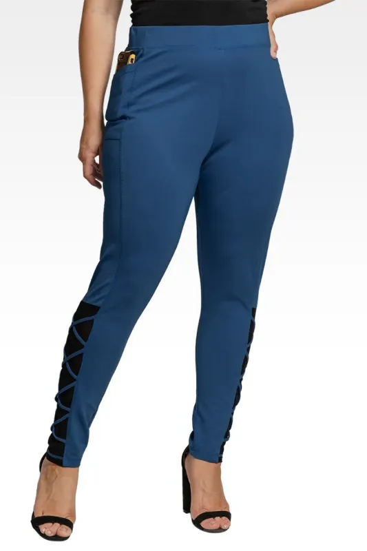 Jo Jo Women's Plus Size Interlaced Mesh Leggings With Side Pockets sold by Standards and Practices