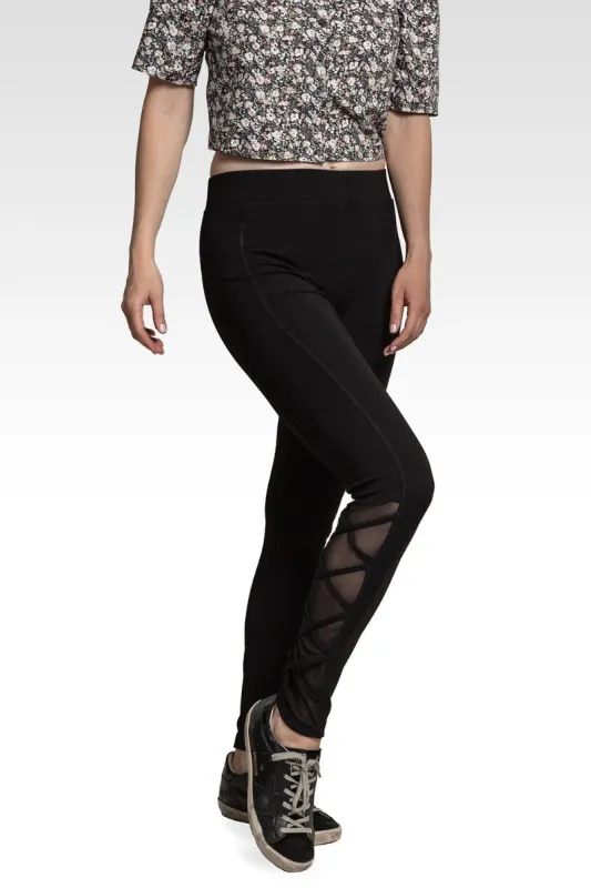 Jo Jo Women's Interlaced Mesh Leggings With Side Pockets sold by Standards and Practices