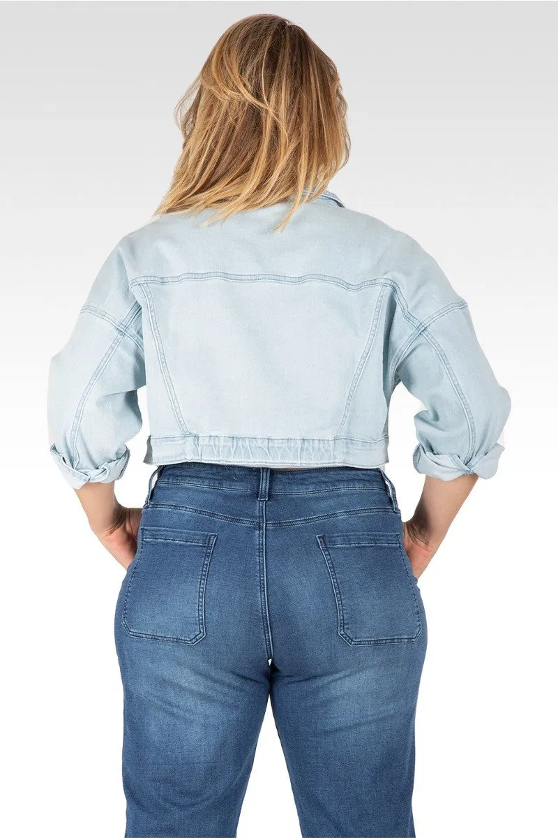 Phoenix Plus Size Easy Fit Denim Cropped Trucker Jacket sold by Standards and Practices product image thumbnail 2