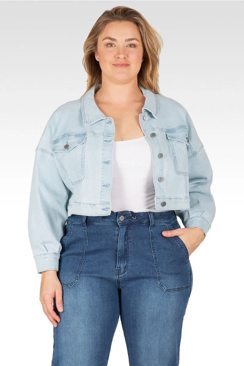 Phoenix Plus Size Easy Fit Denim Cropped Trucker Jacket sold by Standards and Practices