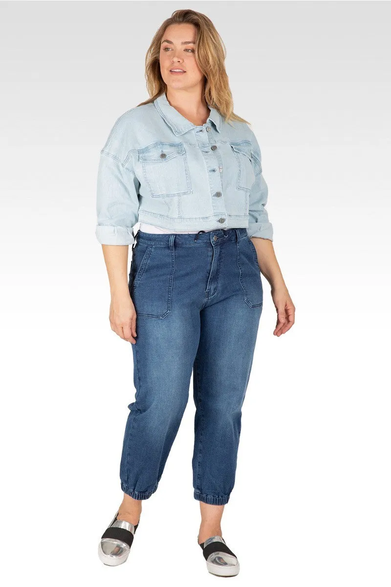 Phoenix Plus Size Easy Fit Denim Cropped Trucker Jacket sold by Standards and Practices product image thumbnail 3