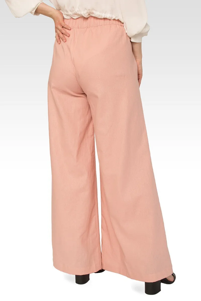 Cici High Rise Wide Leg Linen Peach Lounge Pants sold by Standards and Practices product image thumbnail 2