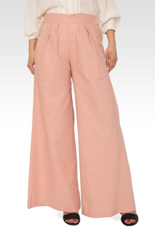 Cici High Rise Wide Leg Linen Peach Lounge Pants sold by Standards and Practices