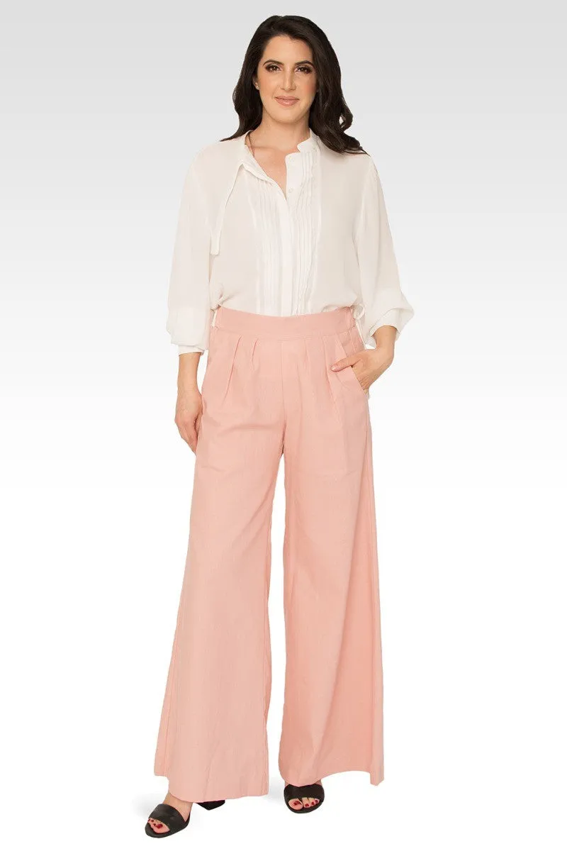 Cici High Rise Wide Leg Linen Peach Lounge Pants sold by Standards and Practices product image thumbnail 3
