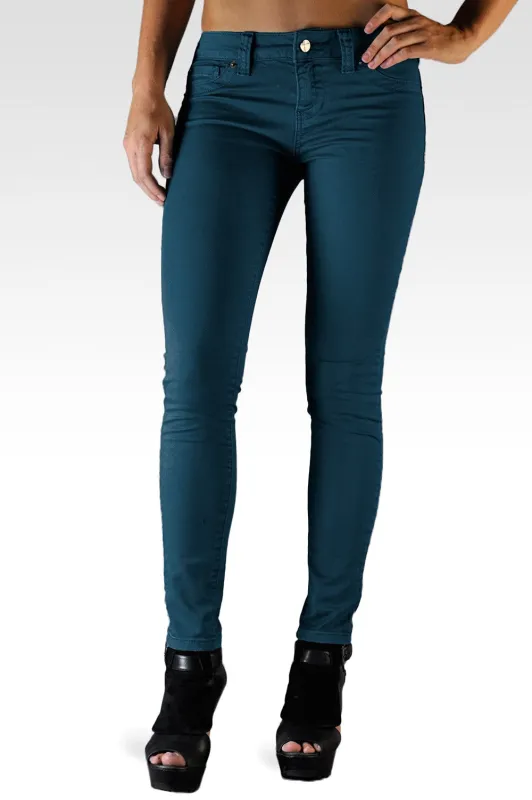 S & P Women's Denim Blue Premium Color Stretch Denim Skinny Jeans made by Standards and Practices