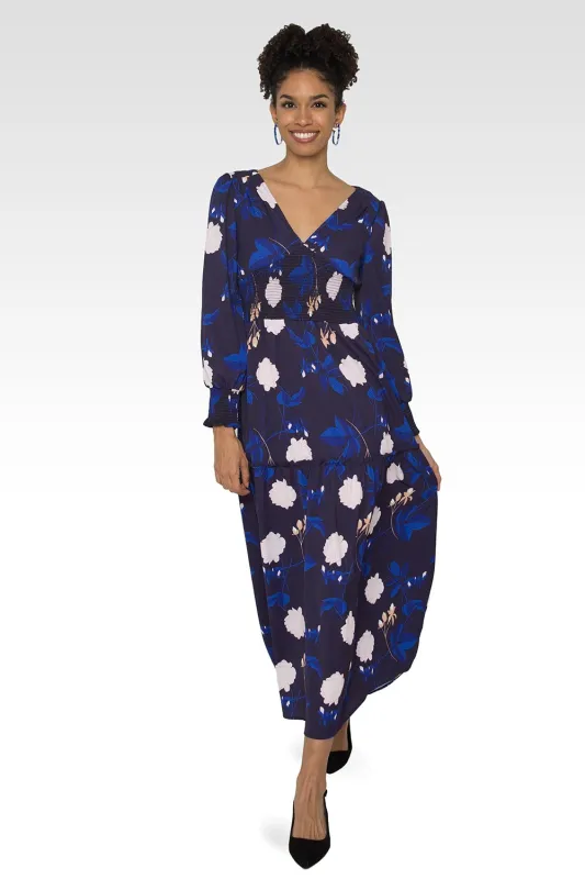 Zina Smocked Waist Long Sleeve Maxi Dress - Floral-Print sold by Standards and Practices