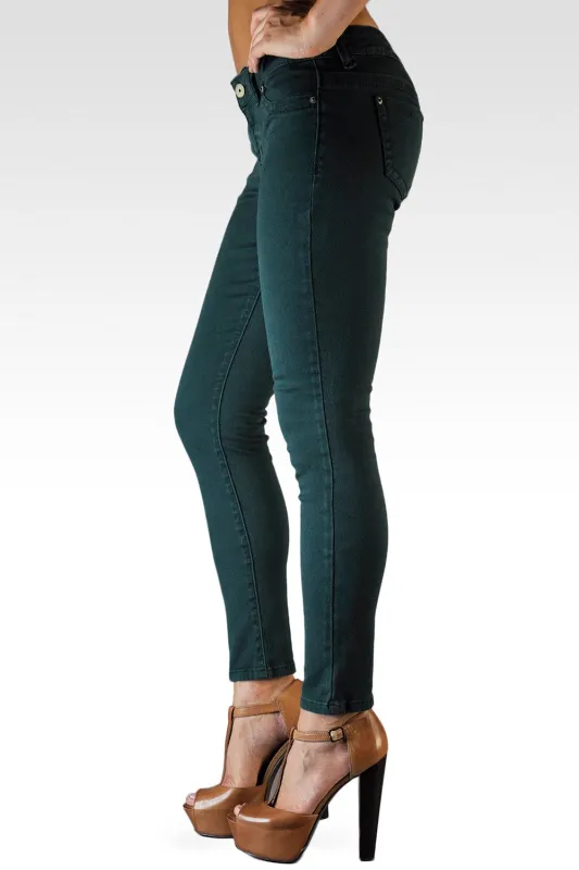Turquoise Stretch Premium Color Denim Faux Front Skinny Jeans sold by Standards and Practices