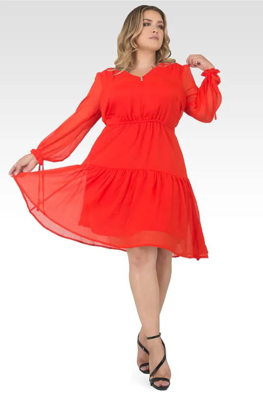 Plus Size Blair Chiffon Long Sleeve Tiered Prairie Mini Dress - Tiger Lily made by Standards and Practices