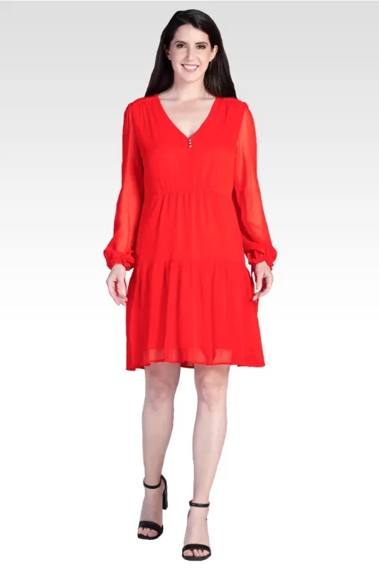 Blair Chiffon Long Sleeve Tiered Prairie Mini Dress - Tiger Lily made by Standards and Practices