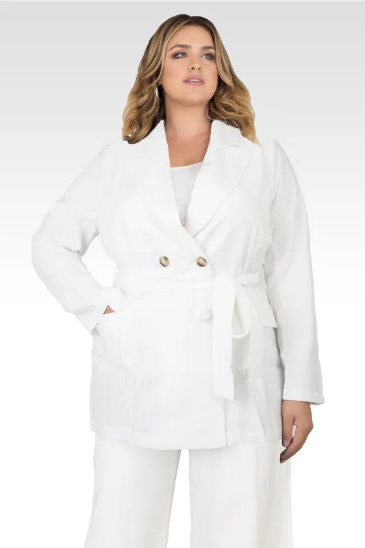 Plus Size Off-White Wrap Blazer sold by Standards and Practices