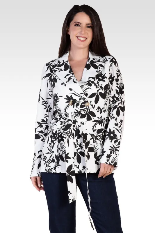 Midge Black & White Floral Print Wrap Blazer sold by Standards and Practices