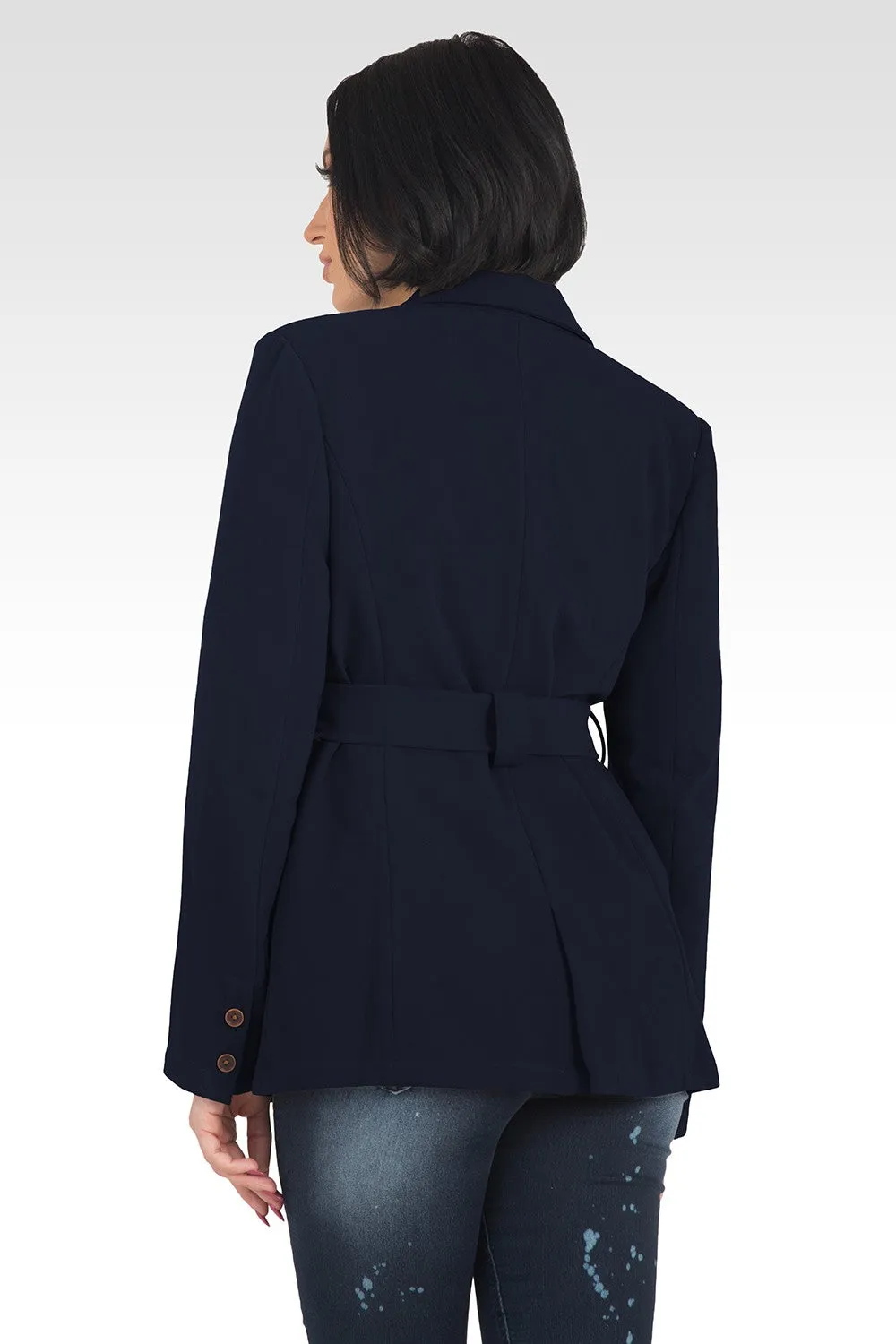 Crepe Gina Solid Wrap Blazer - Navy sold by Standards and Practices product image thumbnail 3