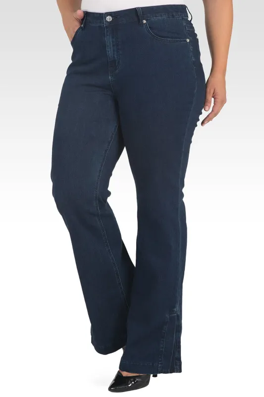 Rania Plus Size Light Weight Denim HR Slit Hem Jeans sold by Standards and Practices