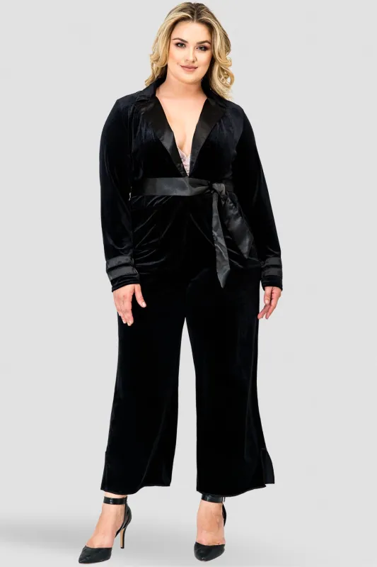 Plus Size Libby Stretch Velvet Crop Wide Leg Pant With Slash Pkt And Side Vent sold by Standards and Practices