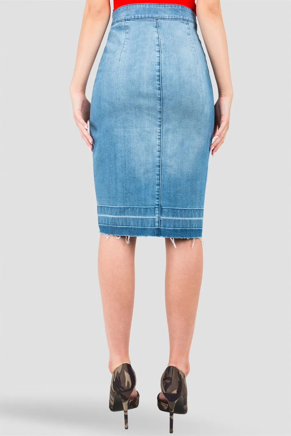 Harley Button-Up Released Hem Denim Knee-Length Skirt sold by Standards and Practices product image thumbnail 3