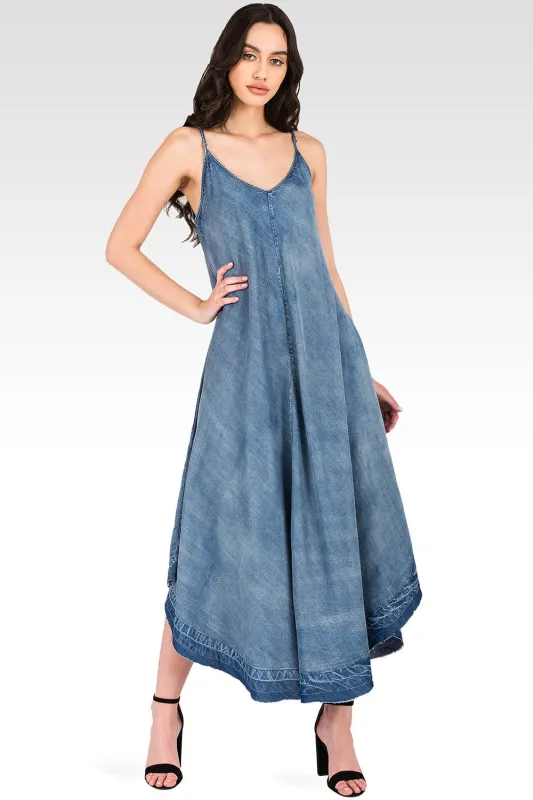 Taylor Tencel Denim Raw Hem Tank Dress sold by Standards and Practices